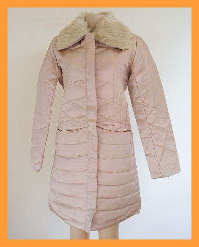 *R1* - SIZE: MEDIUM - CHAMPAGNE KNEE LENGTH COAT WITH DETACHABLE FUR COLLAR