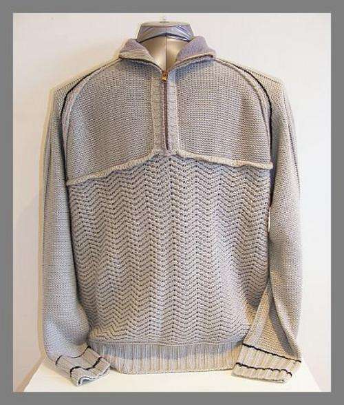 SIZE: MEDIUM - MENS GREY PULLOVER KNIT JERSEY WITH ZIP FROM EXACT