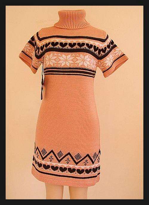 SIZE: MEDIUM - PINK & BLACK LONG POLONECK OVER JERSEY