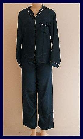 SIZE: MEDIUM - DARK  GREEN SILKY SATIN PYJAMAS FROM SECRET POSSESSIONS