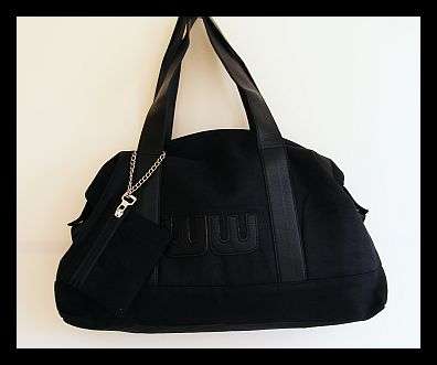 BLACK SUEDE TOUCH TOTE BAG WITH COIN PURSE