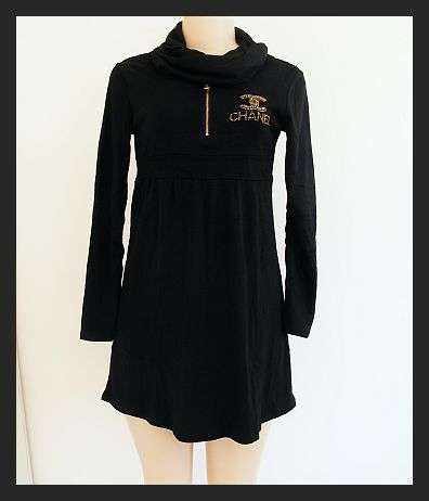 SIZE: SMALL / MEDIUM - BLACK LONG TOP / MINI DRESS WITH SEPARATE COWL SCARF