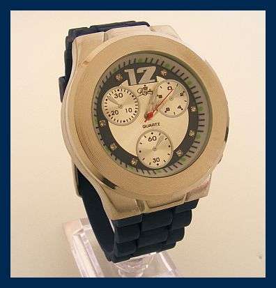 SILVER WATCH WITH BLUE SILICONE STRAP