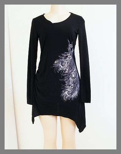*R1* - SIZE: 36 - BLACK LONG PRINTED SHIRT FROM TRUWORTHS