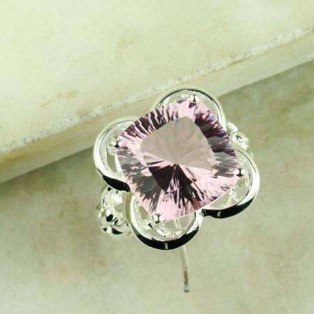 925 STERLING SILVER PINK TOPAZ GEMSTONE RING - SIZE: 8