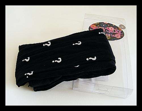 SIZE: LARGE / X-LARGE - BLACK FUN TIGHTS WITH QUESTIONS MARKS