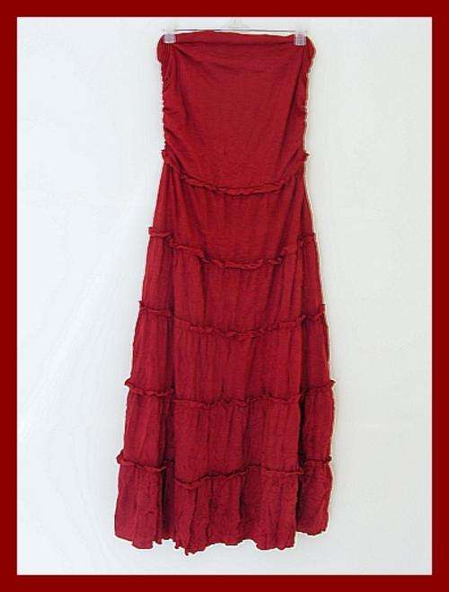 *R1* - SIZE: SMALL - MAROON LONG TIERED SKIRT