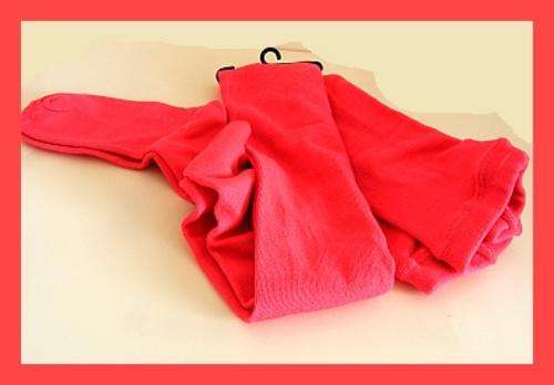 SIZE: LARGE / X-LARGE - BRIGHT PINK WOOLLEN WINTER TIGHTS