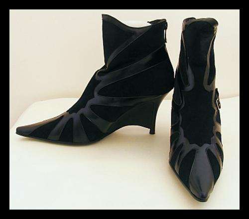 SIZE: 6 - BLACK DETAILED WEDGE HEEL ANKLE BOOTS FROM SACHA
