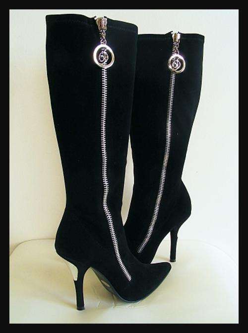 SIZE: 6 - BLACK SUEDE TOUCH BOOTS WITH ZIP DETAIL FROM ZOOM