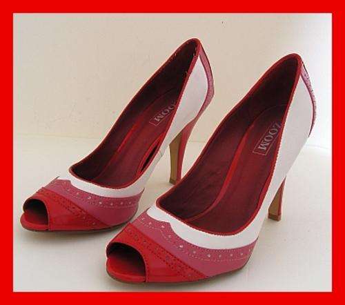 SIZE: 6 - RED, PINK & WHITE PEEPTOE COURT SHOES FROM ZOOM
