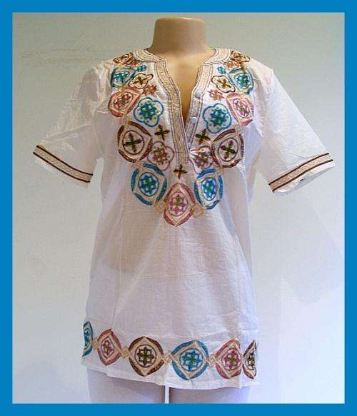 SIZE: MEDIUM - CREAM COTTON EMBROIDERED SHIRT