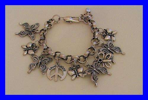 PRETTY BUTTERFLY PEACE CHARM BRACELET