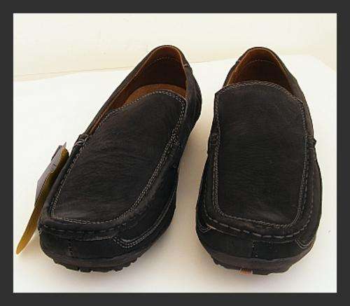 SIZE: 10 - GENUINE LEATHER BLACK SLIP ON CASUAL SHOES