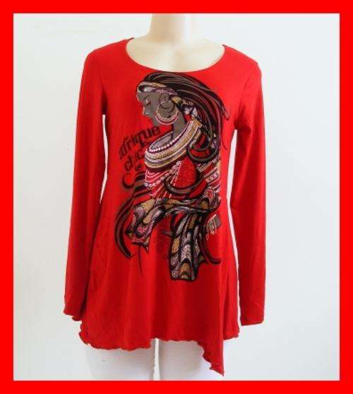 *R1* - SIZE: 36 - RED AFRIQUE CHIC LONG SLEEVE SHIRT