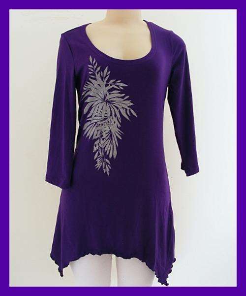 *R1* - SIZE: 38 - PURPLE LONG SHIRT WITH SILVER MOTIF