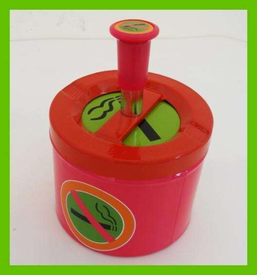 PINK COLOURFUL FUN NO SMOKING TIN ASHTRAY