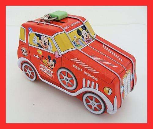 SUPER COOL MICKEY MOUSE CAR TIN MONEY BOX