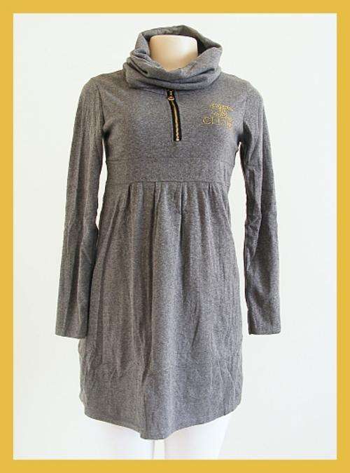 SIZE: SMALL / MEDIUM - GREY LONG TOP / MINI DRESS WITH SEPARATE COWL SCARF