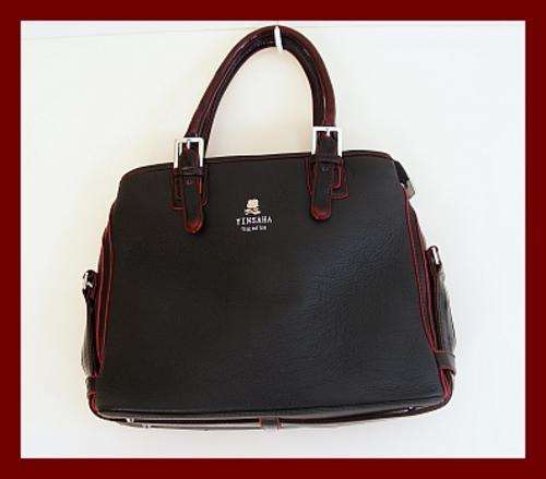 GORGEOUS BROWN HANDBAG WITH RED TRIM