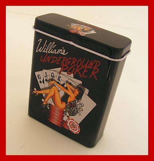 POKER CARDS AND LADY STASH TIN