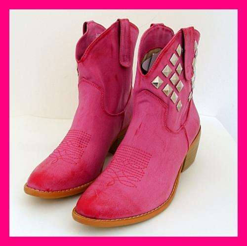 SIZE: 6 - GORGEOUS PINK STUDDED COWGIRL BOOTS FROM SISSY BOY