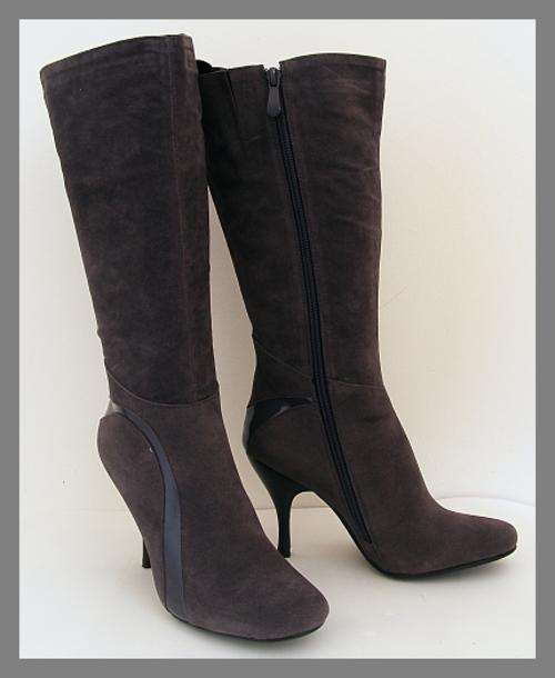 SIZE: 5 - GREY SUEDE TOUCH STILLETO BOOTS FROM TRUWORTHS