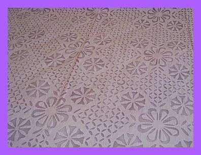PALE PURPLE LACE CUT WORK COTTON BEDCOVER / QUILT - DOUBLE