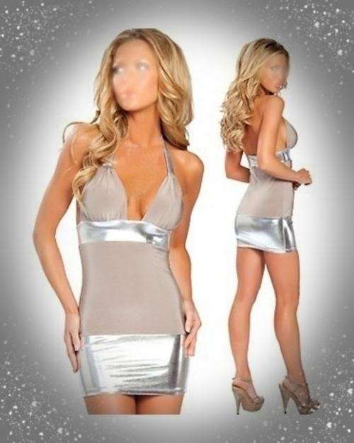 RAVE / CLUB SILVER MINI DRESS AND G-STRING