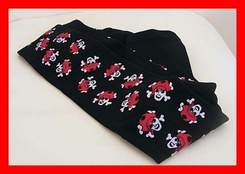 BLACK FOOTLESS TIGHTS WITH SKULL DETAIL