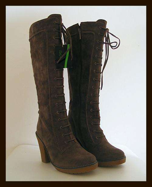 *FREE SHIPPING* - SIZE: 6 - BROWN SUEDE TOUCH LACE DETAILED PLATFORM BOOTS