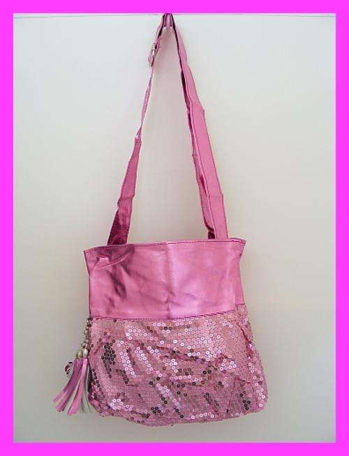 PINK SEQUINED METALLIC HANDBAG