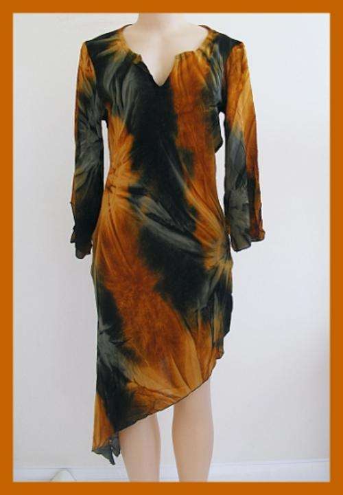 SIZE: LARGE - BROWN / BLACK / GREY TIE DYE ANGEL DRESS / TOP