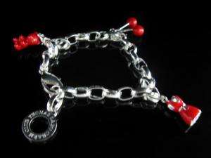 *R1* - "THOMAS SABO" STYLE CHARM BRACELET - CHERRIES , TEDDY , DRESS