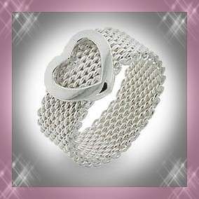 TRENDY SILVER HEART MESH RING - SIZE: 8.5