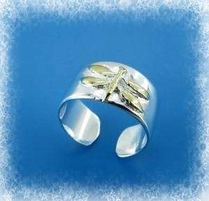 SILVER DRAGONFLY CUFF RING / TOE RING - SIZE: 6.5