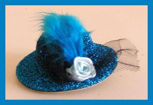 SUPER CHIC VERY SMALL MINI HAT WITH GLITTER DETAIL - TURQUOISE
