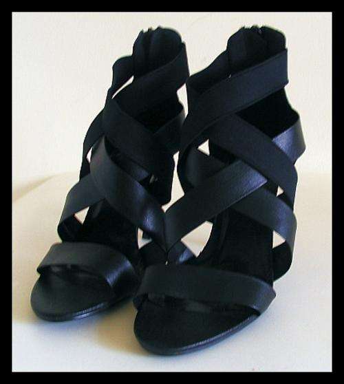 SIZE: 5 - BLACK STRAPPY SANDALS WITH BACK ZIP FROM SISSY BOY