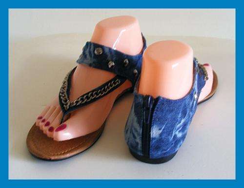 SIZE: 5 - DENIM & CHAIN SUMMER SANDALS WITH BACK ZIP