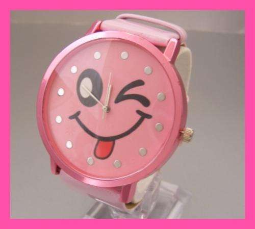 *R1* - FUN AND FUNKY SMILEY FACE PINK WATCH