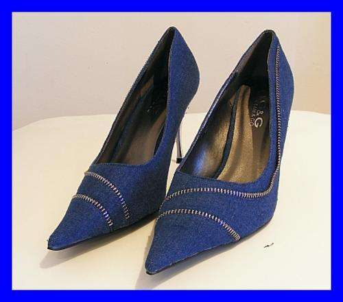 *R1* - SIZE: 6 - DENIM WITH ZIP DETAIL & SILVER HEELS FROM GLAM & GO