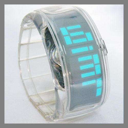 CLEAR ACRYLIC DIGITAL BRACELET WATCH