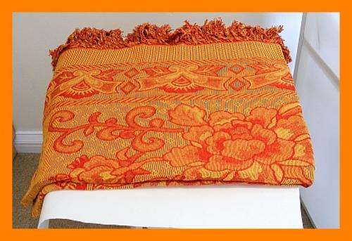 LARGER SOFT COTTON THROW / TABLECLOTH / BED COVER - ORANGE