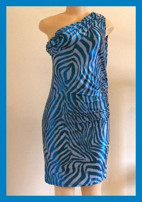 SIZE: LARGE - BLUE SHIMMER OFF THE SHOULDER DRESS