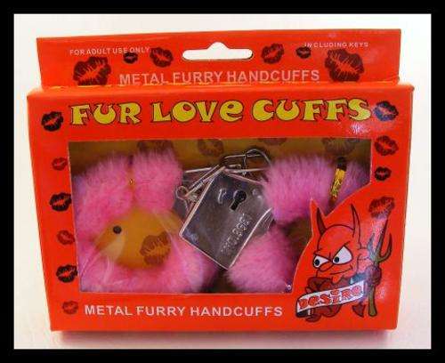 FUR LOVE CUFFS - METAL FURRY HANDCUFFS - PINK
