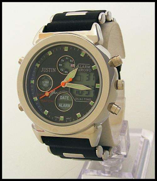 *R1* - SILVER & BLACK RUBBER JUSTIN WATCH