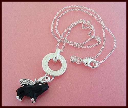 *R1* - "Thomas Sabo" STYLE CHARM PENDANT & CHAIN - FLYING PIG