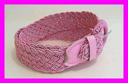 PINK SILVER AND WHITE PLAITED BELT - 1M
