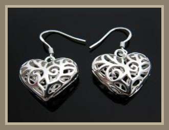 *R1* - STERLING SILVER PUFF HEART EARRINGS