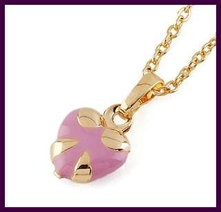 SMALL DELICATE PINK HEART 18K GOLD EP PENDANT & CHAIN